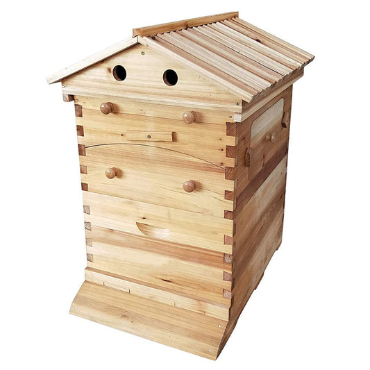 Wooden Beekeeping Beehive Housebox with Auto-Flowing Honey Frames_0