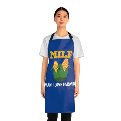 blue apron with logo MILF Man I love Farming