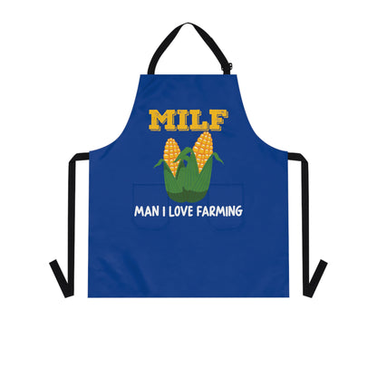 blue apron with logo MILF Man I love Farming