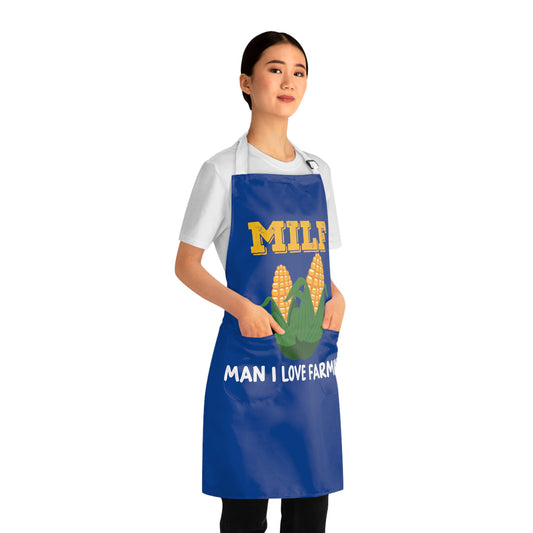 blue apron with logo MILF Man I love Farming