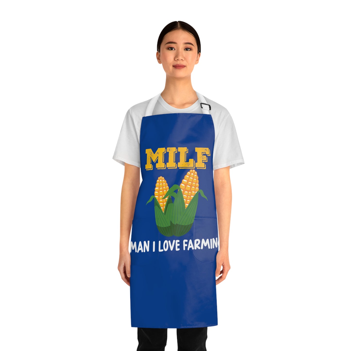 blue apron with logo MILF Man I love Farming