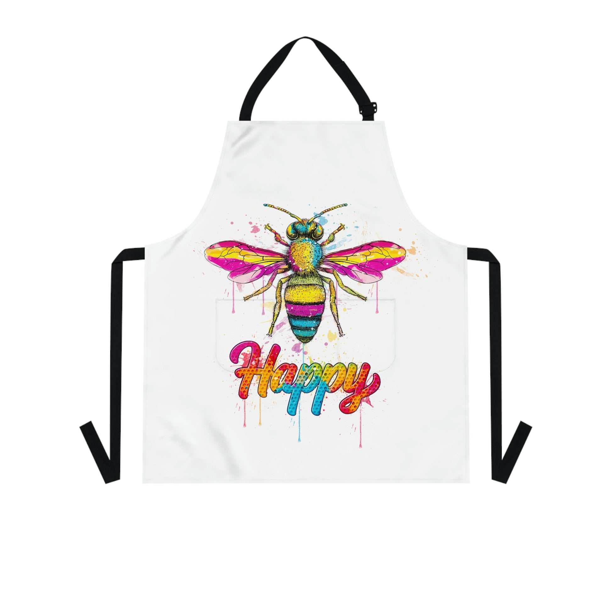 Bee happy apron with watercolour bee